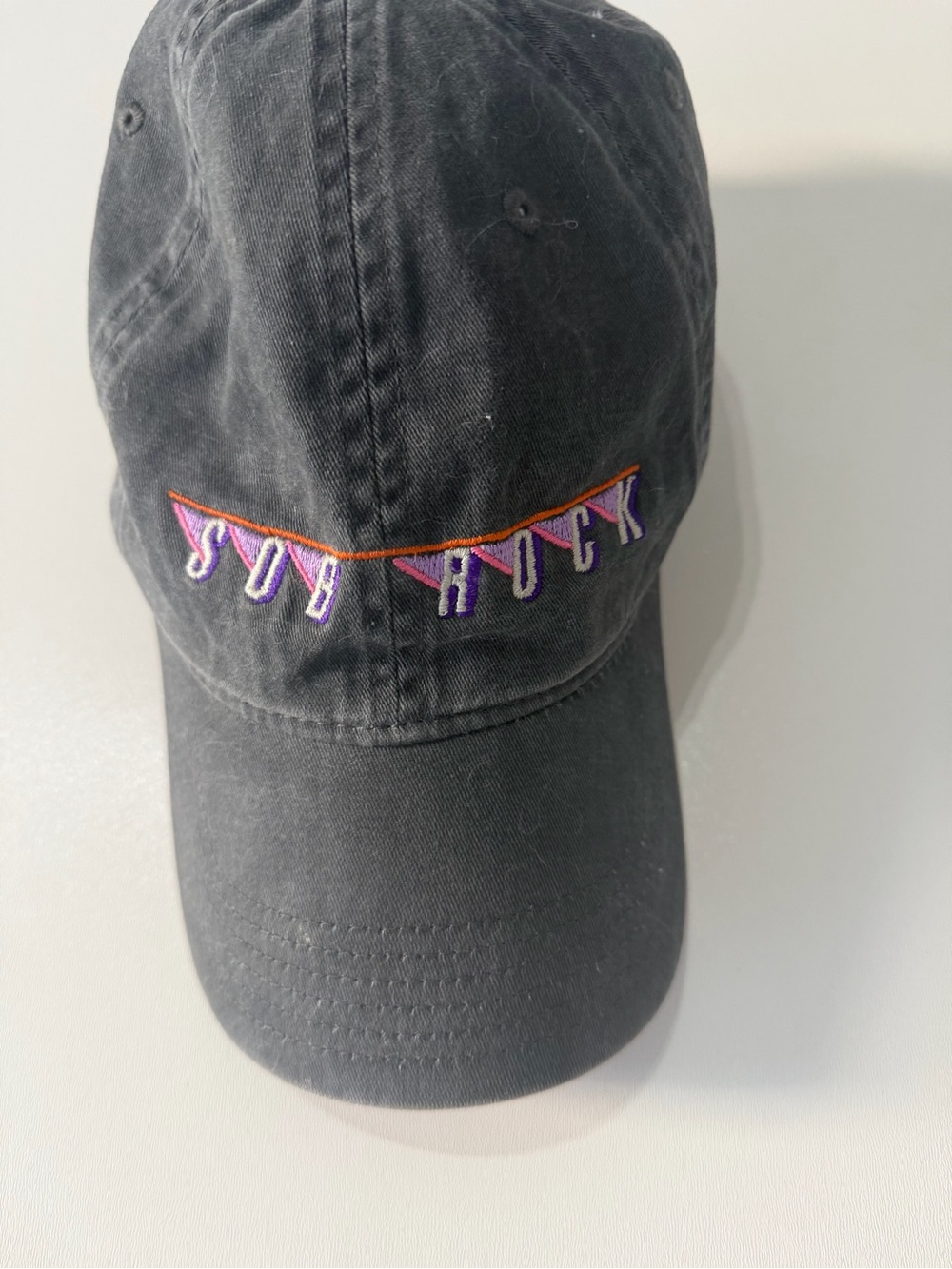 OTTO Black Baseball Cap with Purple and Orange 'Sob Rock' Embroidery